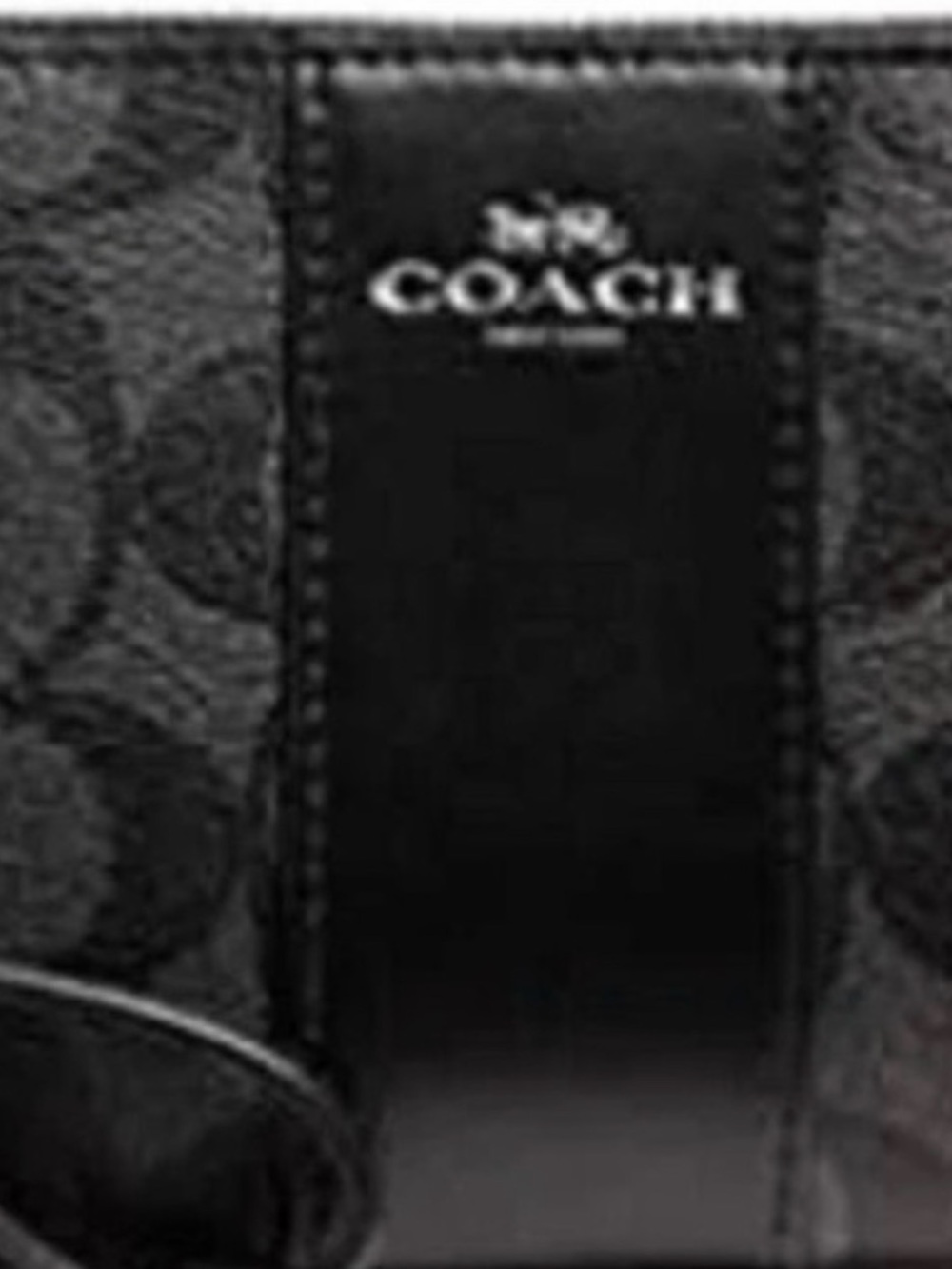 Coach Black Signature Canvas Clutch with Leather Center Panel